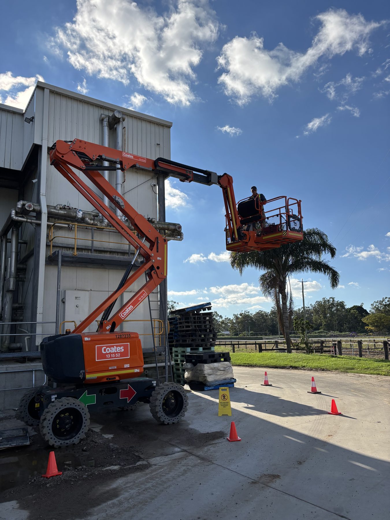 Norfolk Electrical commercial site work with an elevated work platform